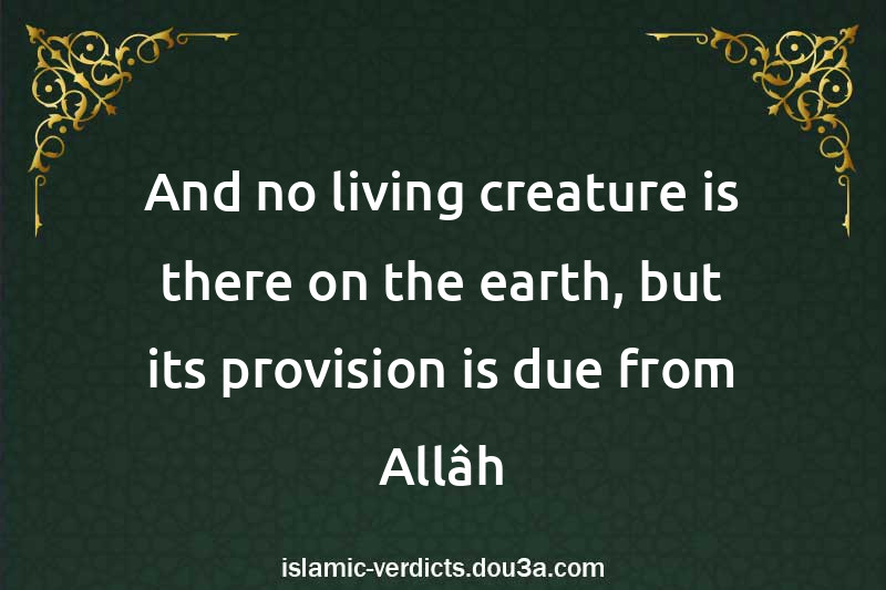 And no living creature is there on the earth, but its provision is due from Allâh