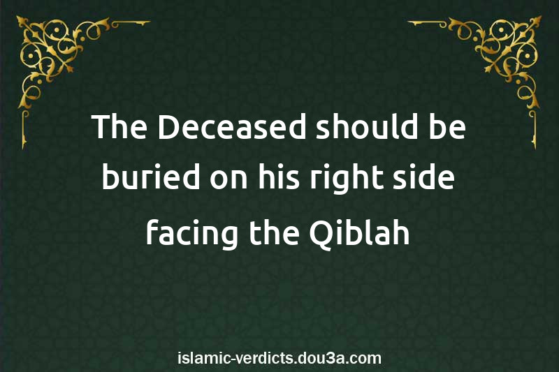 The Deceased should be buried on his right side facing the Qiblah