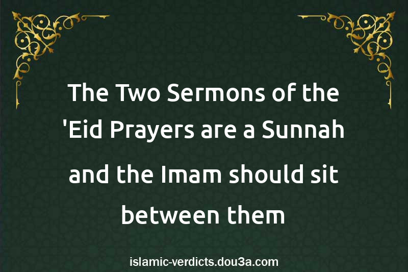 The Two Sermons of the 'Eid Prayers are a Sunnah and the Imam should sit between them